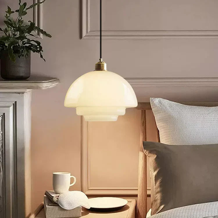 Mid Century Art Milk White Glass Pendant Light