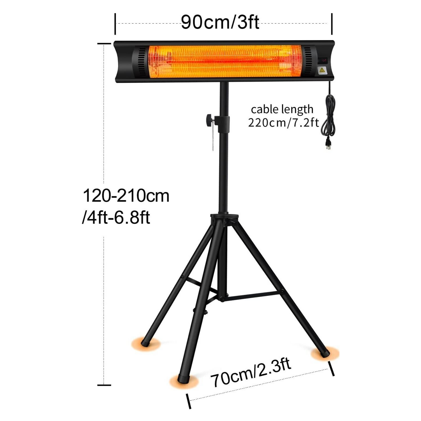 Chauffage d'appoint infrarouge électrique portable autoportant intérieur / extérieur