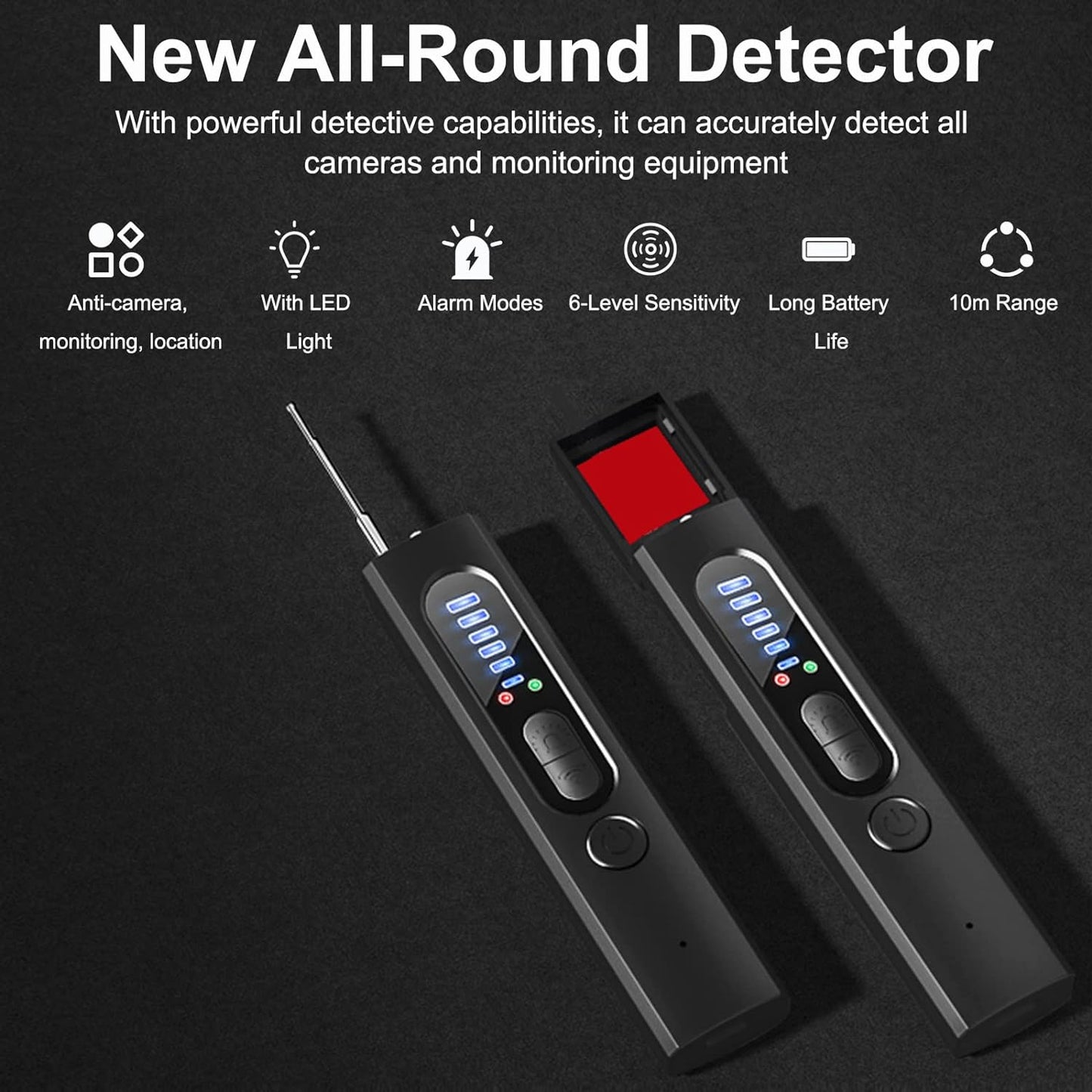 Détecteur de caméra cachée (qualité militaire, avec détection RF intégrée et suivi GPS)