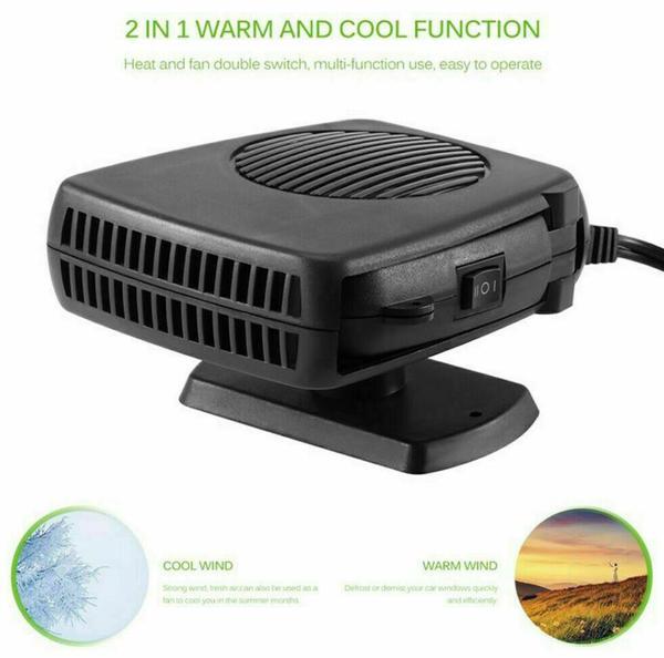 Dégivreur de pare-brise Chauffage Ventilateur - Sèche-voiture 2 en 1 Mini Dégivreur Électrique de Pare-brise et Démisteur 12V