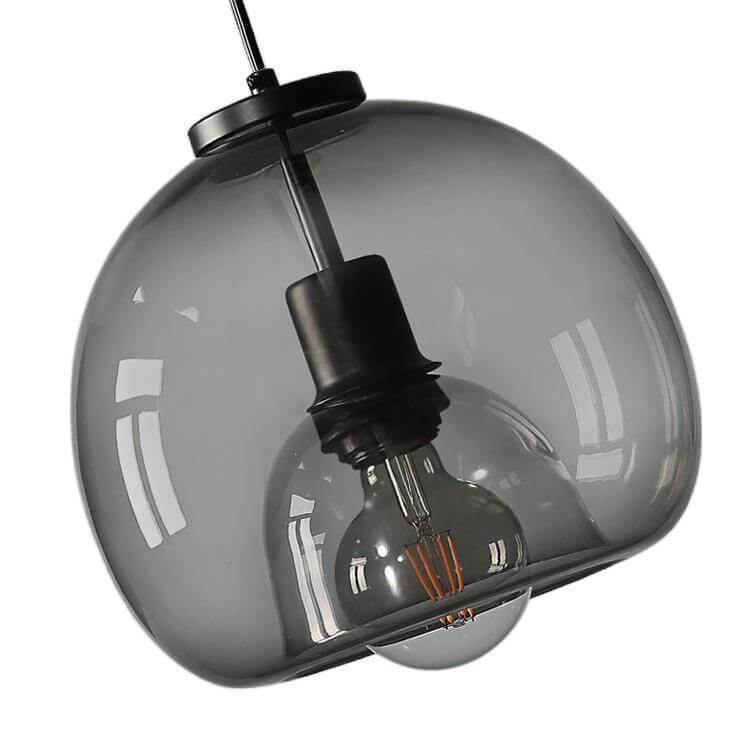 Suspension dôme en verre soufflé à la main gris fumé minimaliste léger