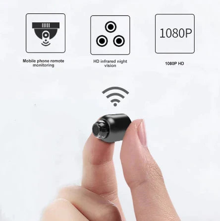 Caméra Mini HD Étanche avec Vision Nocturne et Objectif Grand Angle IP WiFi 1080P HD 160° Grand Angle
