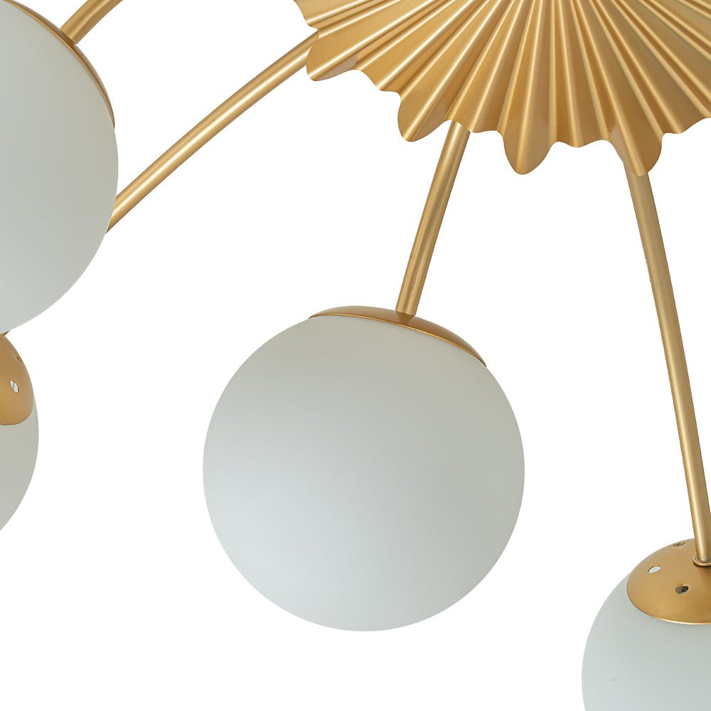 Plafonnier semi-encastré contemporain à 12 lumières avec globe en verre opalin