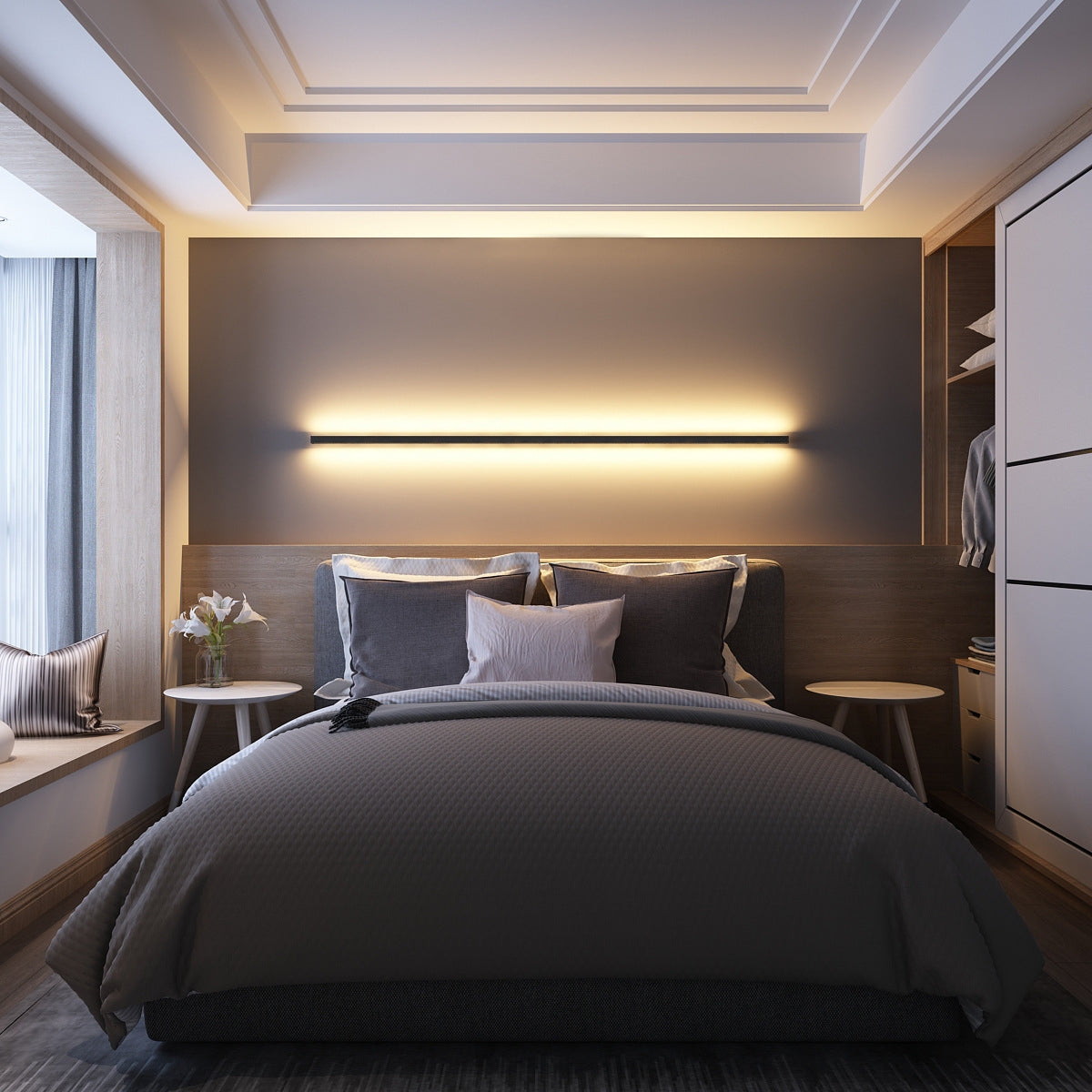 Minimalist Linear Wall Lamp with LED Atmosphere Lighting