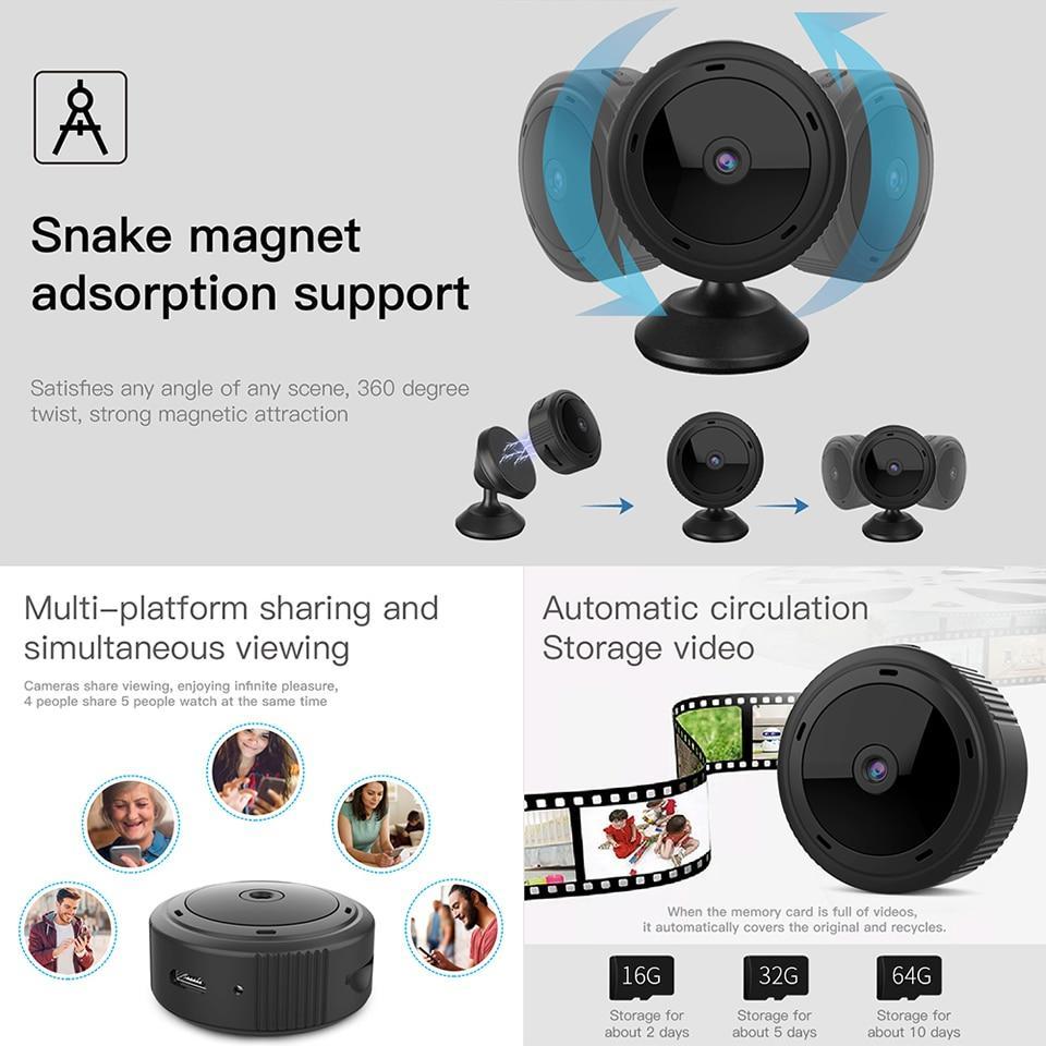 Mini caméra WiFi 1080P HD vision nocturne IR caméra de sécurité domestique moniteur pour bébé