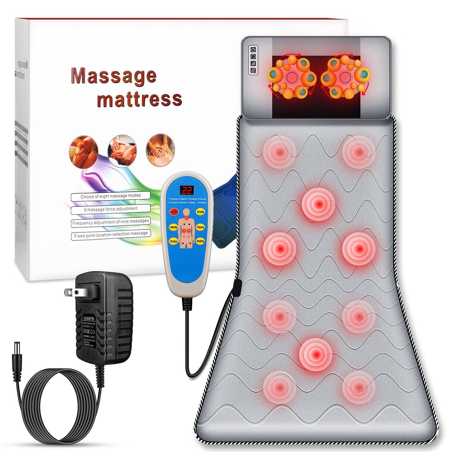 Matelas de massage électrique portable chauffant pour tout le corps