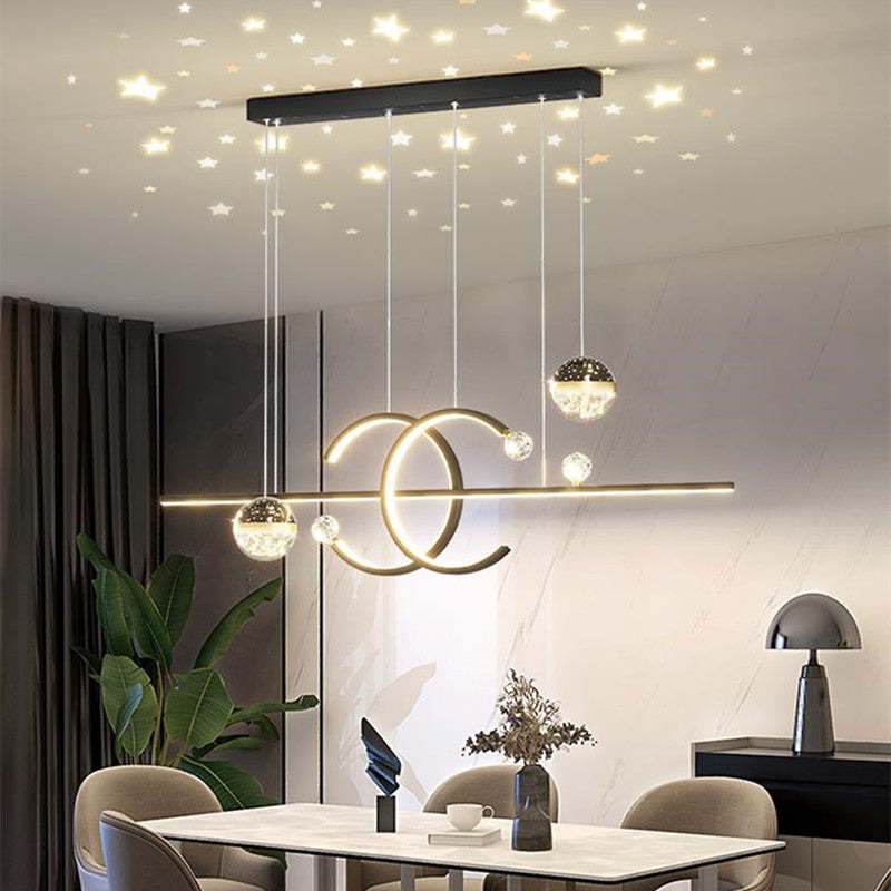 Contemporary Pendant Light Double-C Gold/Black Dining Room