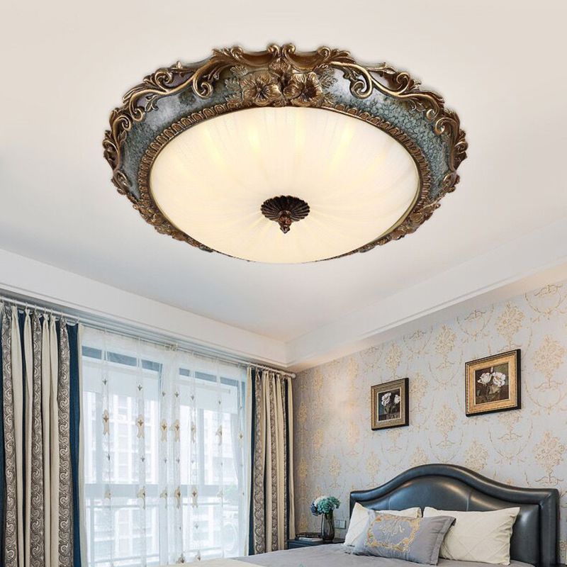 Flush Mount Ceiling Light, Brass/Resin