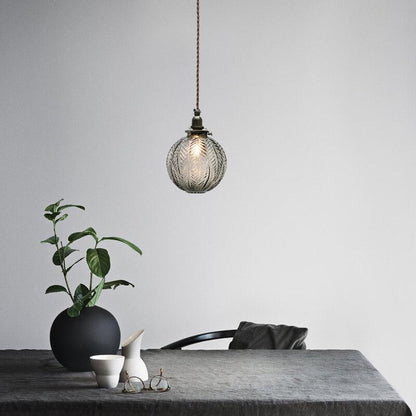 Lotus Texture Glass Globe Pendant Light