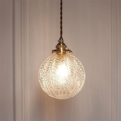 Lotus Texture Glass Globe Pendant Light