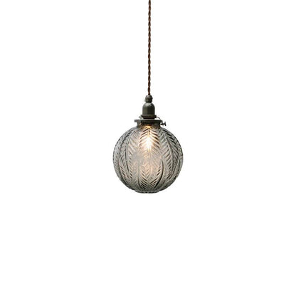 Lotus Texture Glass Globe Pendant Light