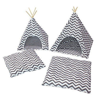 Striped Pet TeePee and Mat