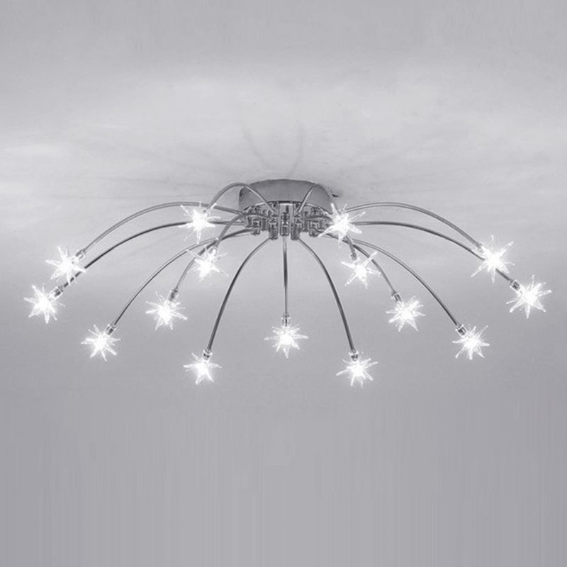 Art Deco Starry Metal/Glass Flush Mount Ceiling Light Black/Gold/Chrome