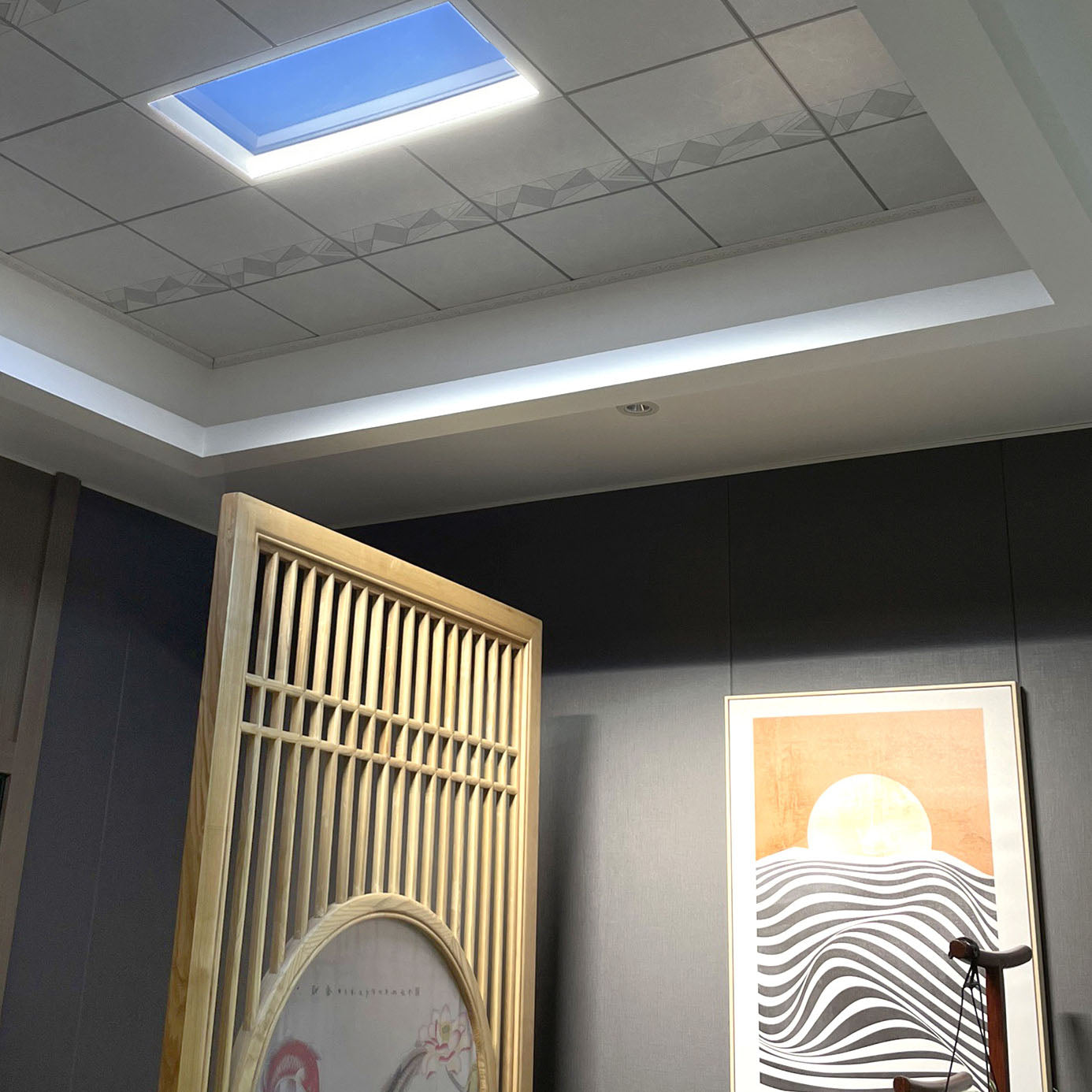 Contemporary Blue Sky Aluminum LED Flush Mount Ceiling Light