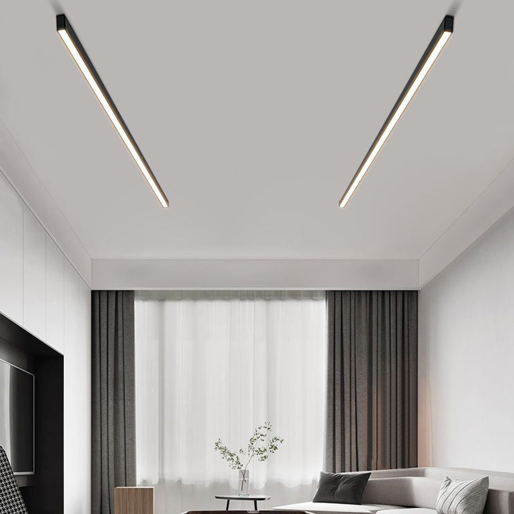 Linear Modern LED Black Metal Flush Mount Ceiling Light