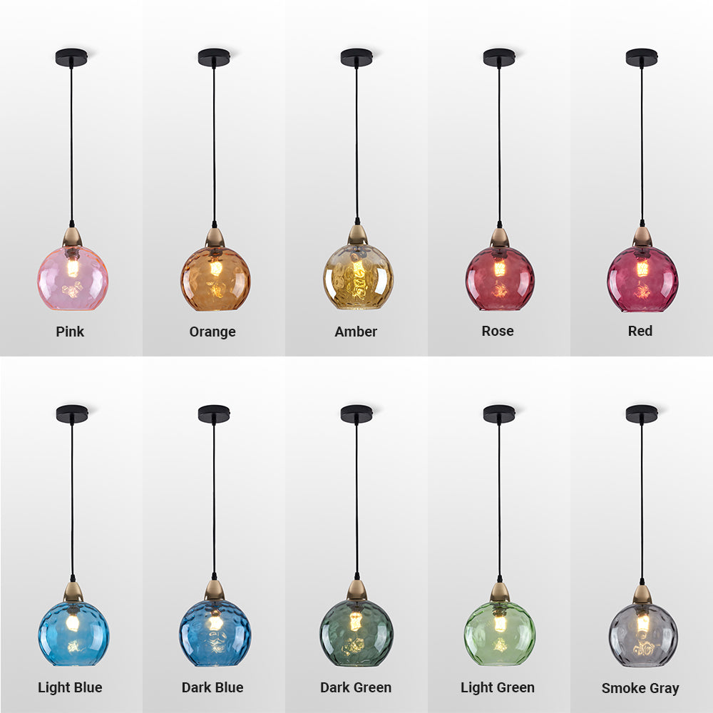 Colorful Glass Ball Pendant Light Water Ripple Living Room