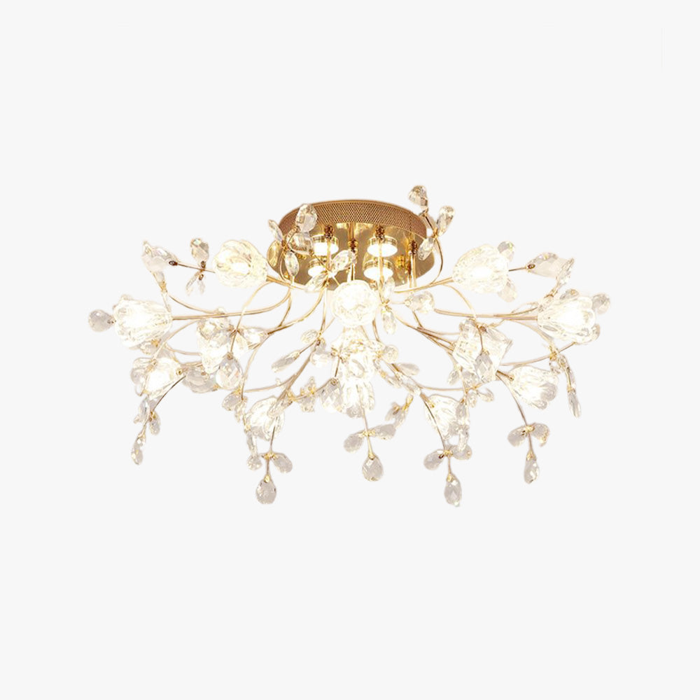 Art Deco Elegant Flower Flush Mount Ceiling Lights, Gold