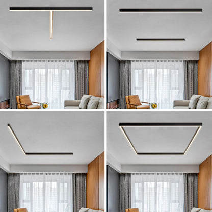 Linear Modern LED Black Metal Flush Mount Ceiling Light