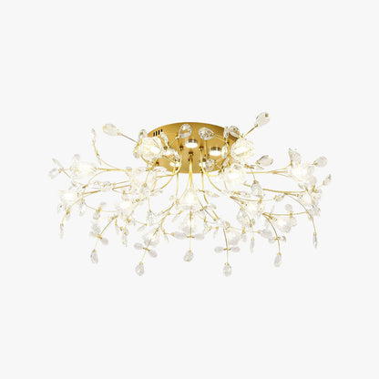 Art Deco Elegant Flower Flush Mount Ceiling Lights, Gold