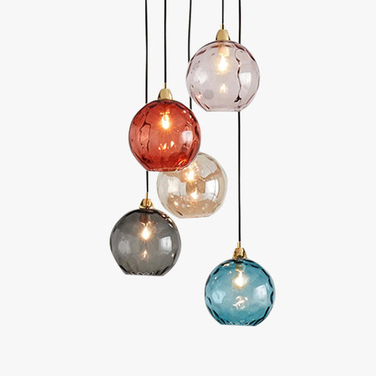 Colorful Glass Ball Pendant Light Water Ripple Living Room