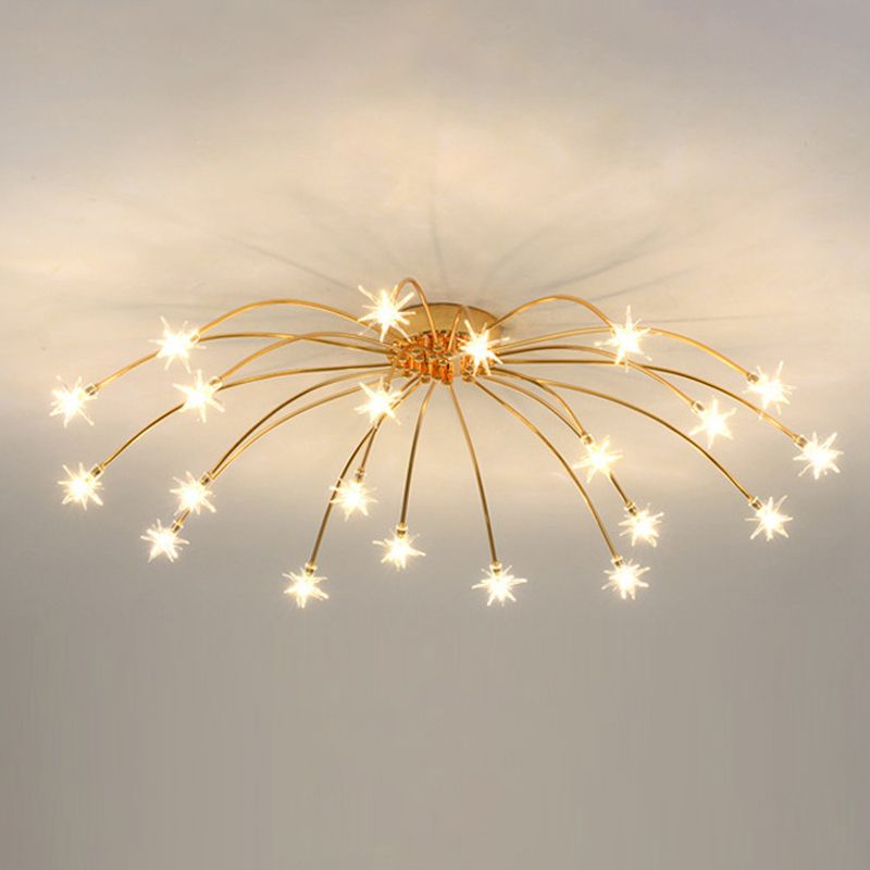 Art Deco Starry Metal/Glass Flush Mount Ceiling Light Black/Gold/Chrome