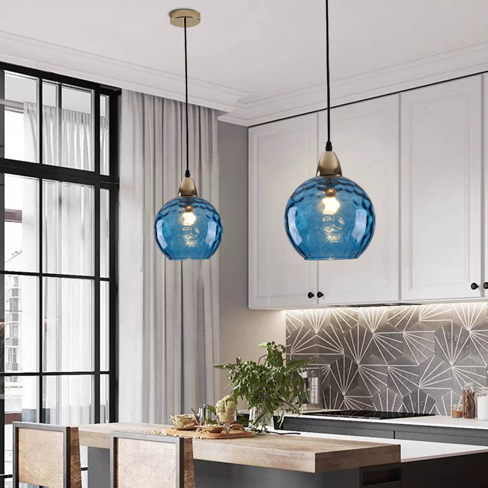 Colorful Glass Ball Pendant Light Water Ripple Living Room