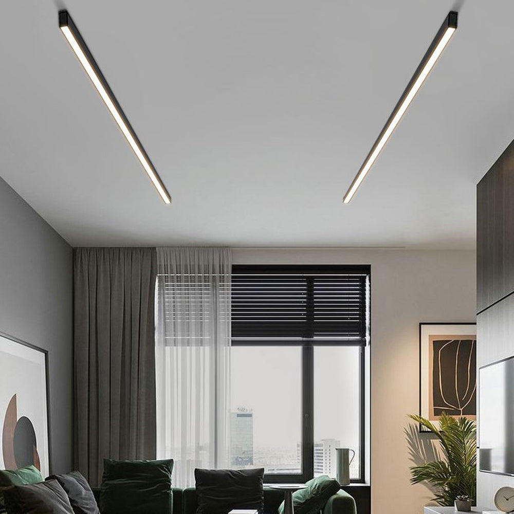 Linear Modern LED Black Metal Flush Mount Ceiling Light