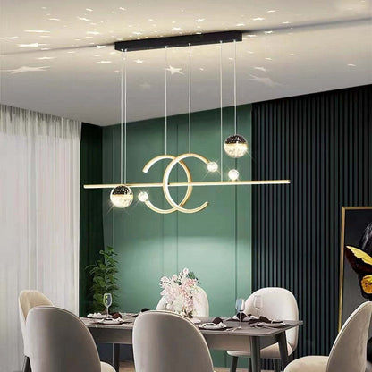 Contemporary Pendant Light Double-C Gold/Black Dining Room