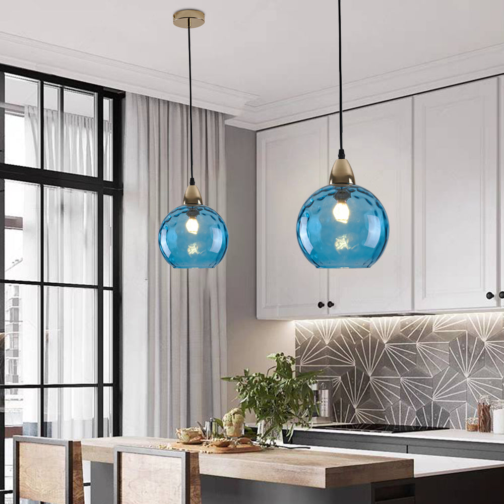 Colorful Glass Ball Pendant Light Water Ripple Living Room