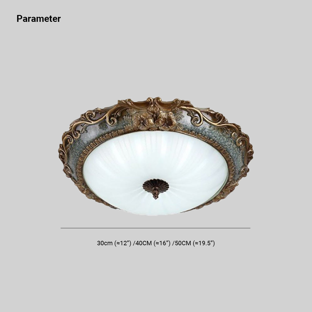 Flush Mount Ceiling Light, Brass/Resin