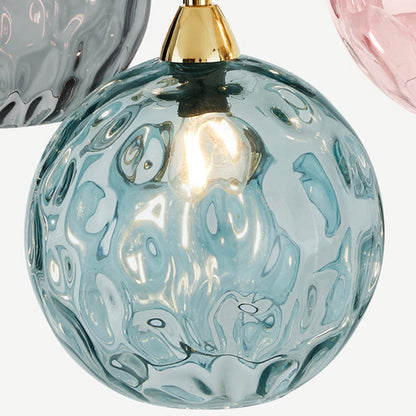 Colorful Glass Ball Pendant Light Water Ripple Living Room