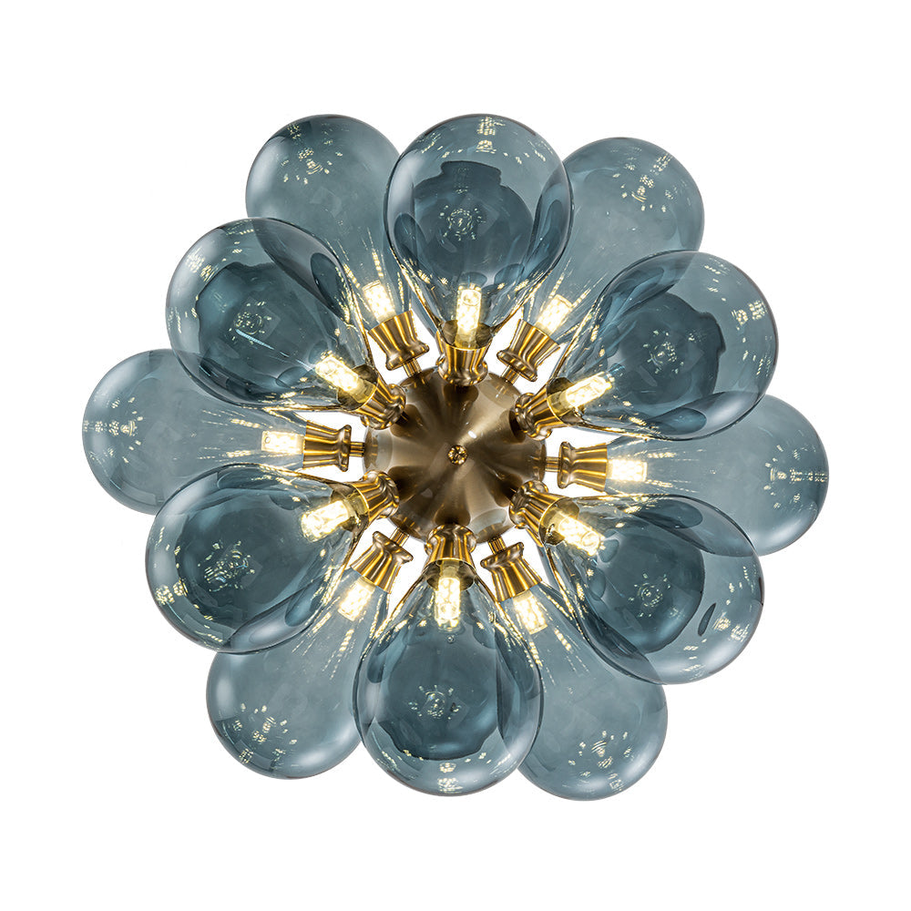 Contemporary 18-Light Hand Blown Glass Cluster Chandelier