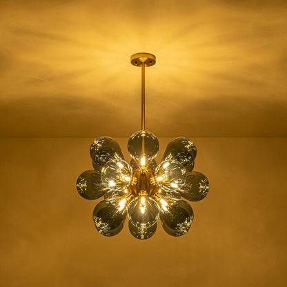 Contemporary 18-Light Hand Blown Glass Cluster Chandelier