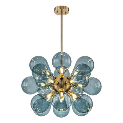 Contemporary 18-Light Hand Blown Glass Cluster Chandelier