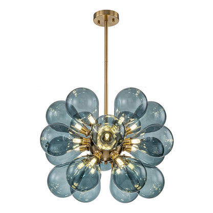 Contemporary 18-Light Hand Blown Glass Cluster Chandelier