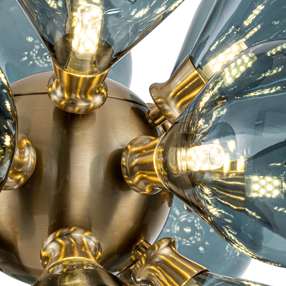 Contemporary 18-Light Hand Blown Glass Cluster Chandelier