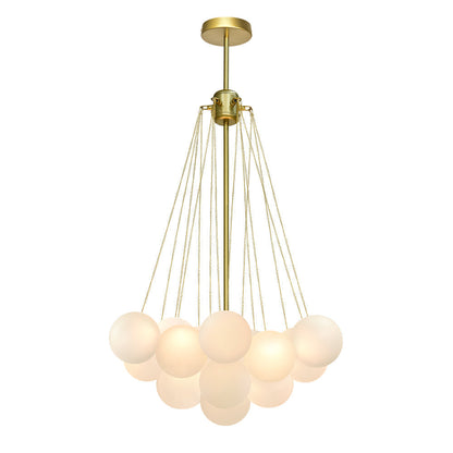 Contemporary 3-Light Cluster Glass Globe Frosted Bubble Chandelier