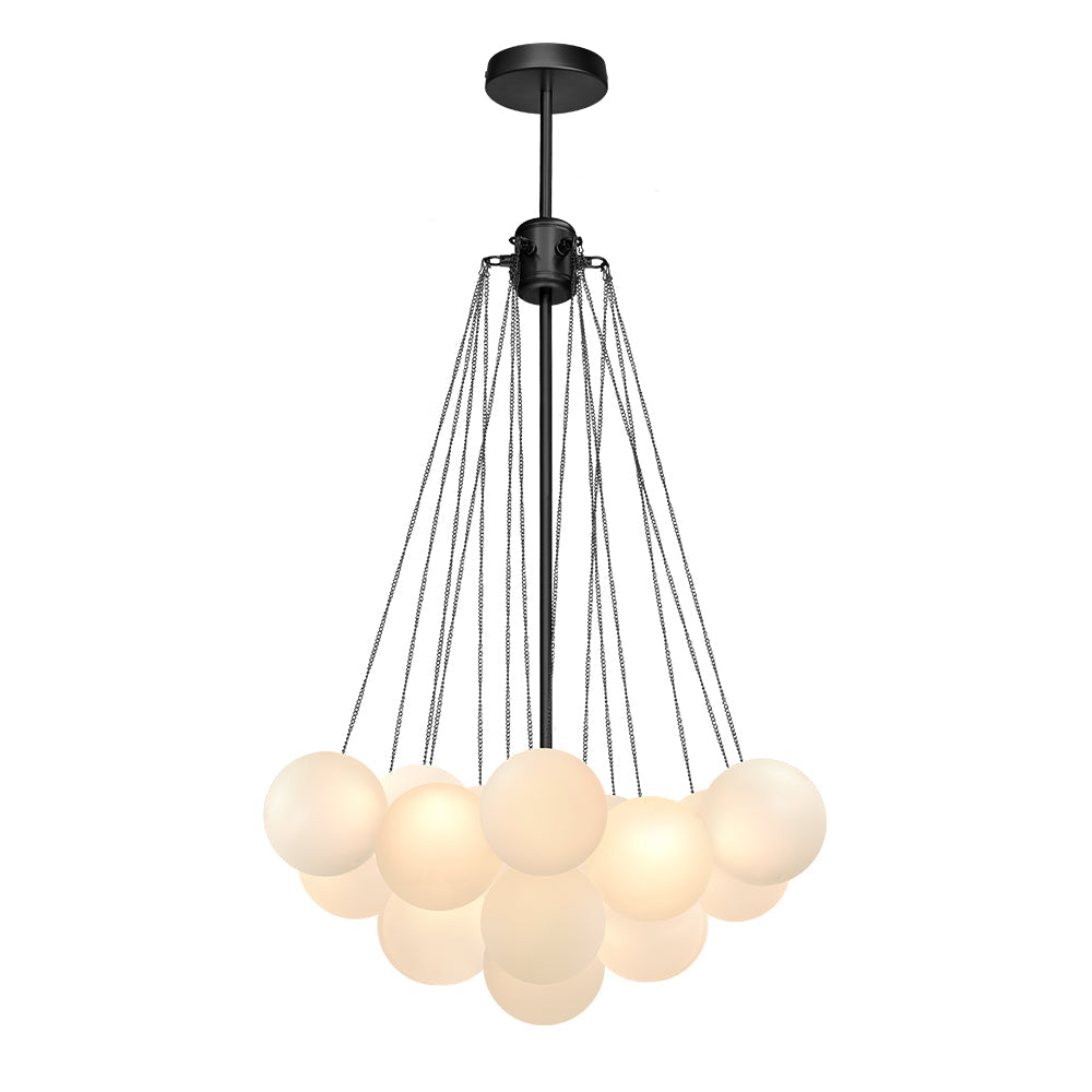 Contemporary 3-Light Cluster Glass Globe Frosted Bubble Chandelier