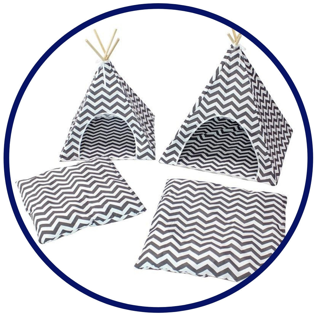 Striped Pet TeePee and Mat