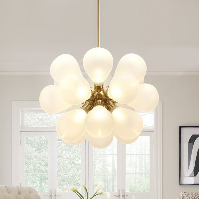 Contemporary 18-Light Hand Blown Glass Cluster Chandelier