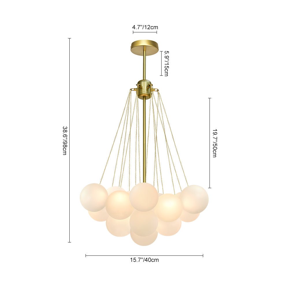 Contemporary 3-Light Cluster Glass Globe Frosted Bubble Chandelier