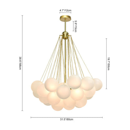 Contemporary 3-Light Cluster Glass Globe Frosted Bubble Chandelier