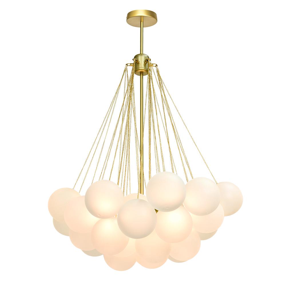 Contemporary 3-Light Cluster Glass Globe Frosted Bubble Chandelier