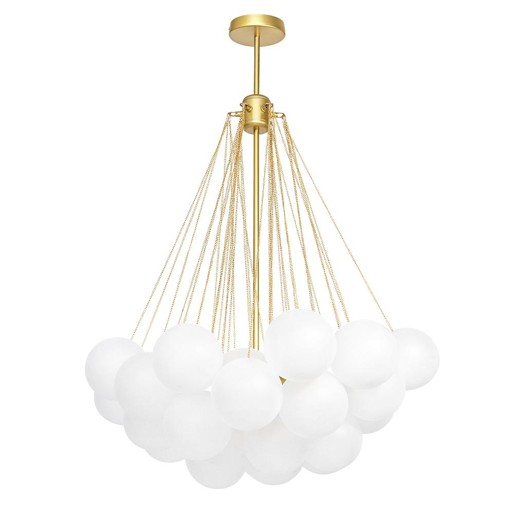 Contemporary 3-Light Cluster Glass Globe Frosted Bubble Chandelier