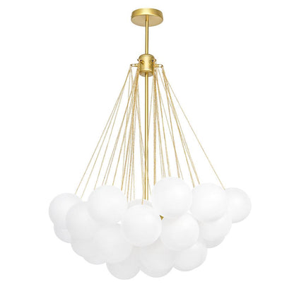 Contemporary 3-Light Cluster Glass Globe Frosted Bubble Chandelier