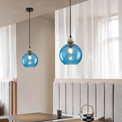 Colorful Glass Ball Pendant Light Water Ripple Living Room