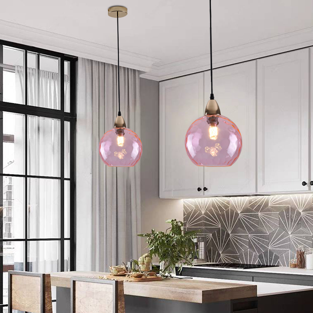 Colorful Glass Ball Pendant Light Water Ripple Living Room