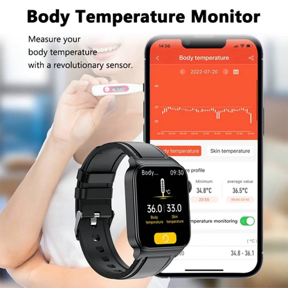 ECG Smart Watch with Blood Pressure Monitor Body Temperature Blood Glucose Heart Rate Blood Oxygen