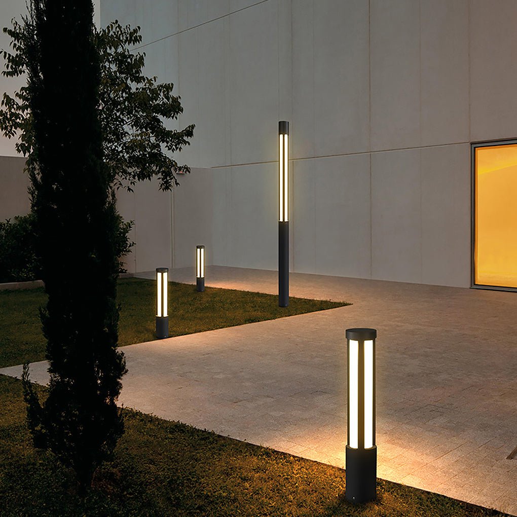 Led Post Light Cylinder Shaped Black Modern Outdoor Post LED Post Light – Fluffy