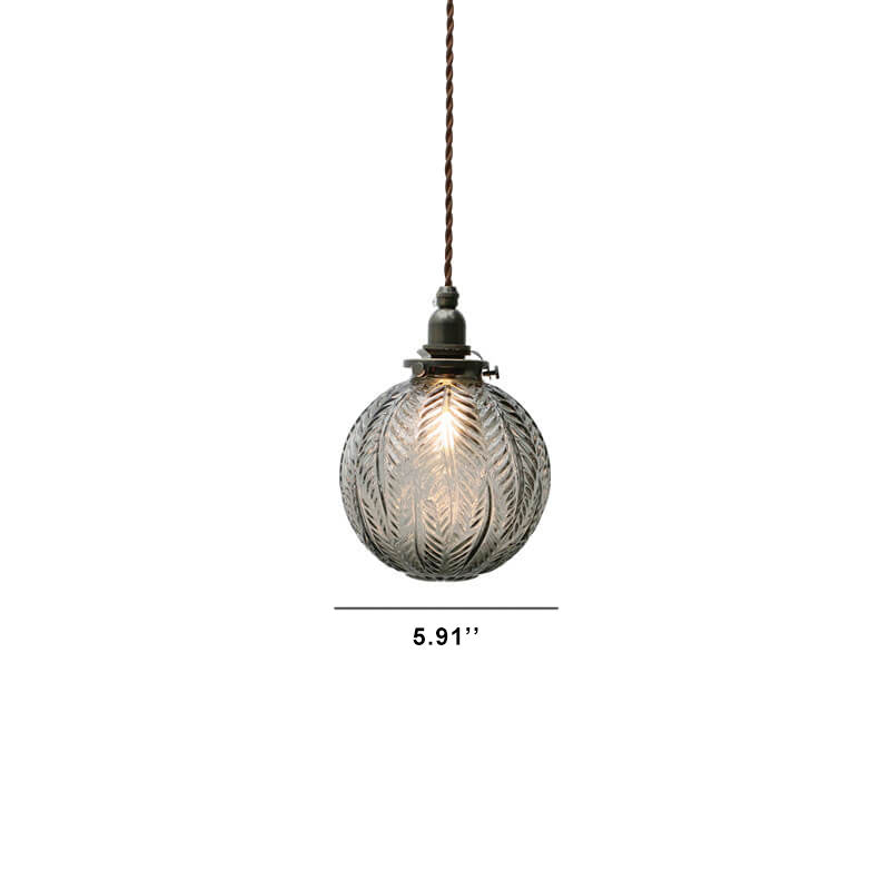 Lotus Texture Glass Globe Pendant Light